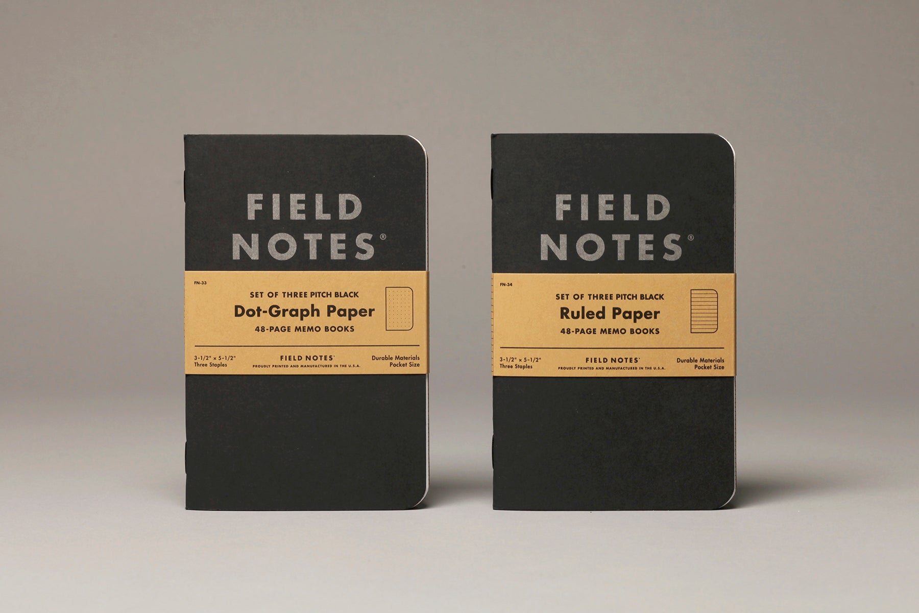 Field Notes: Pitch Black, Dot-Graph or Ruled, 3 Pack – Simpson Leather