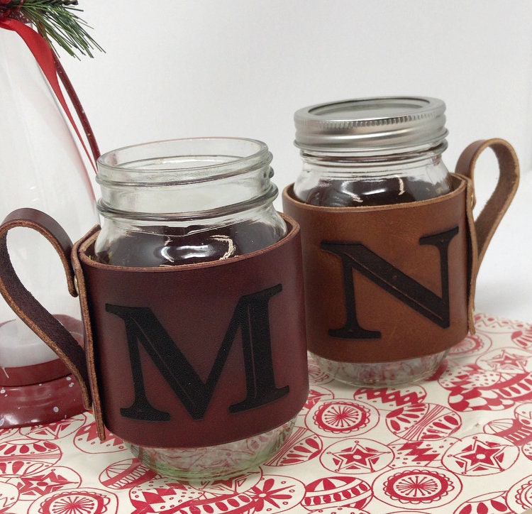 Leather Mason Jar Mug Coozie!